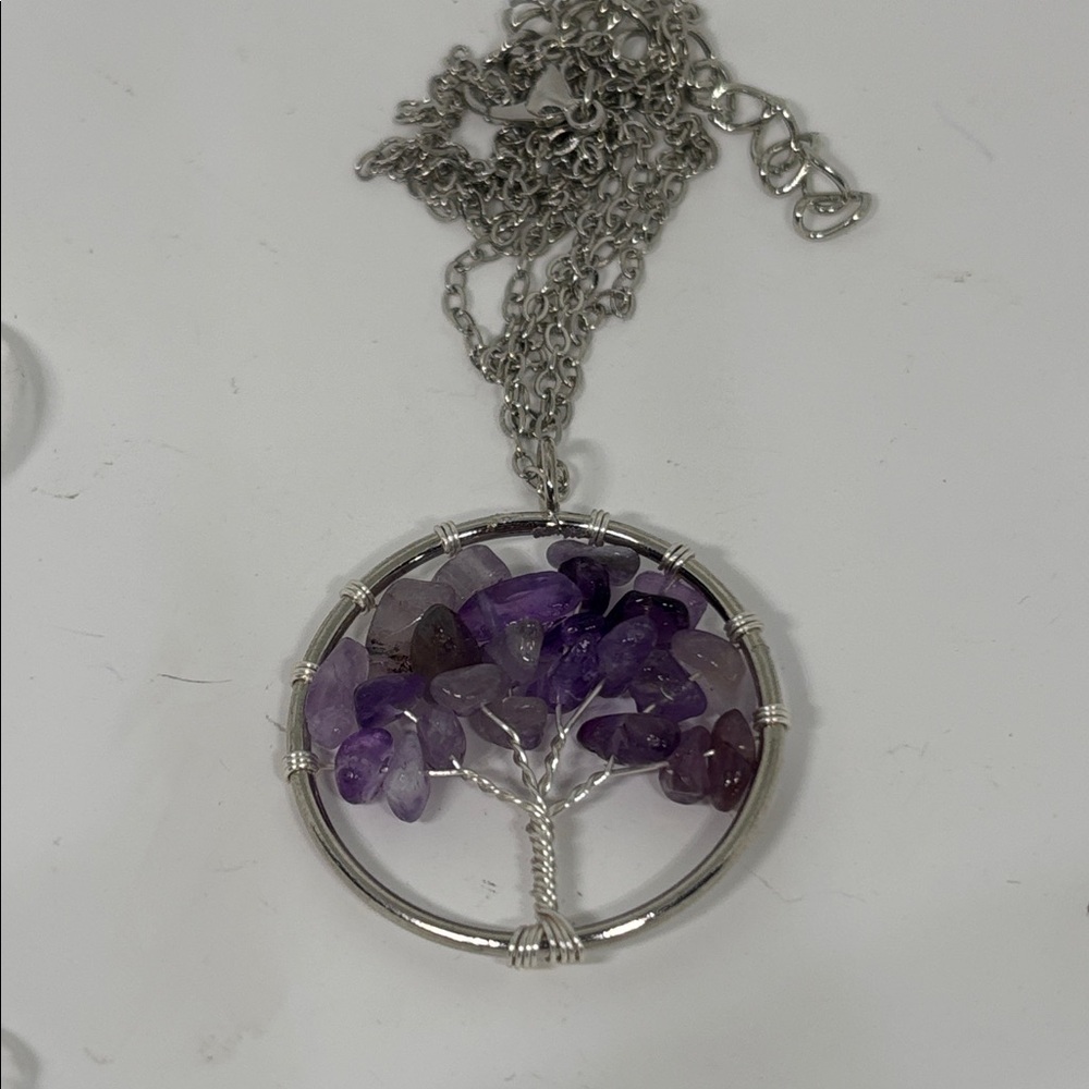 Amethyst Wire Wrapped Tree of Life Necklace Elevated Beaded Jewelry Boho Earthy - Picture 4 of 4